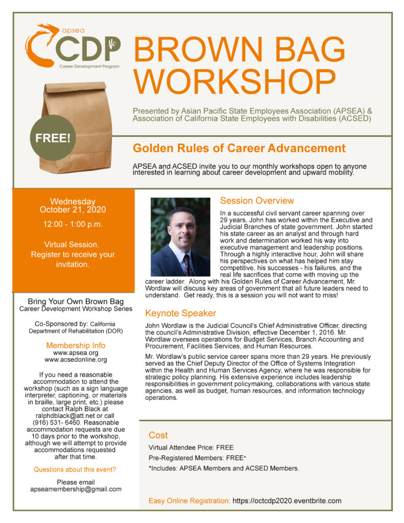 Flyer for October 21 Brown Bag Lunch Workshop